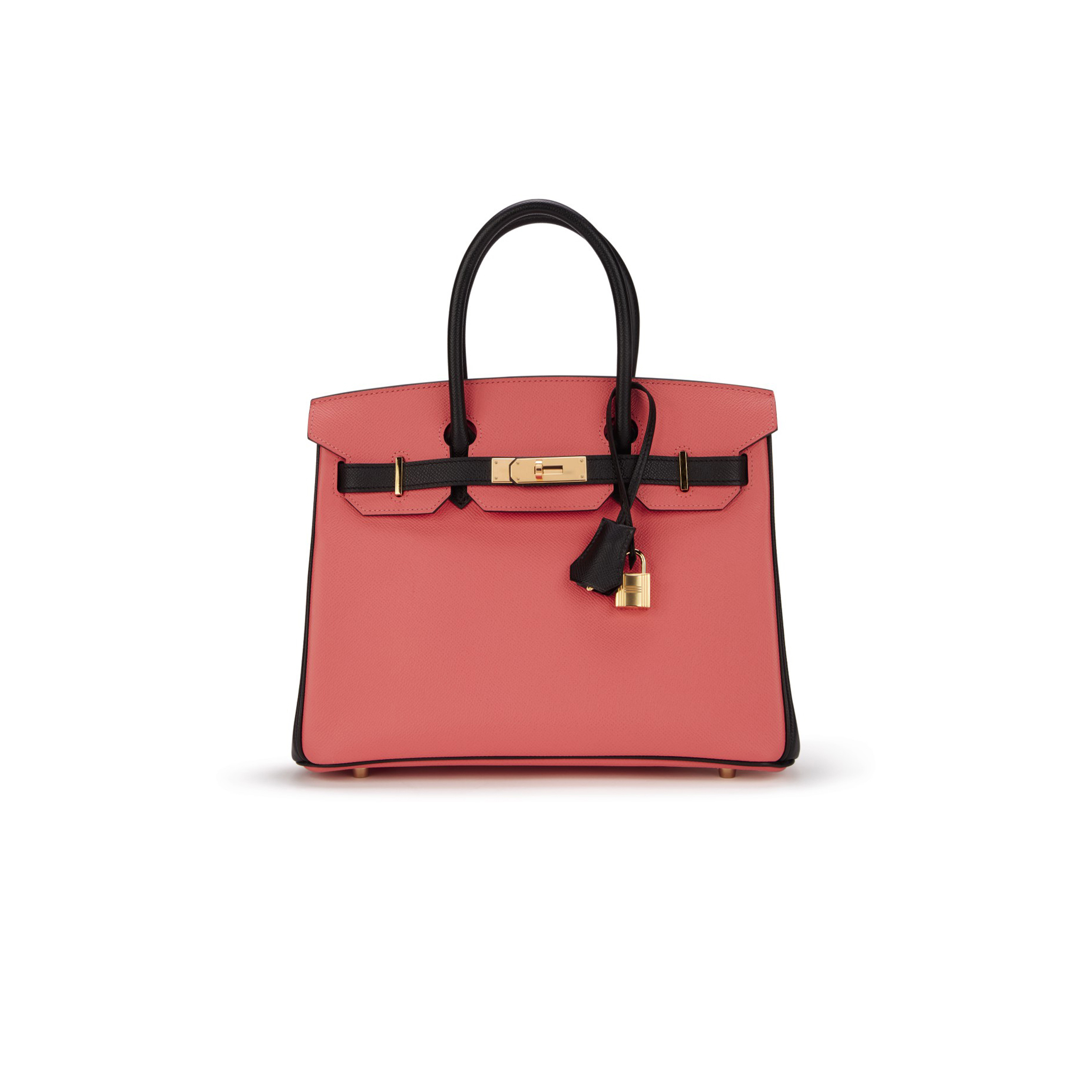 HERMÈS MASTER BIRKIN 25 CHEVRE LEATHER MILKSHAKE PINK AND BLACK GOLD BUCKLE BAG H028361CC69 (25*20*13cm)